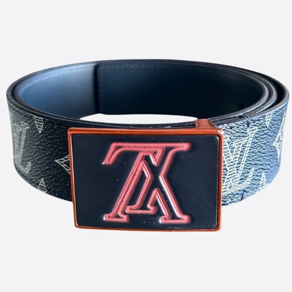 Louis Vuitton Navy Blue Monogram Upside Down Belt - Picture 1 of 3
